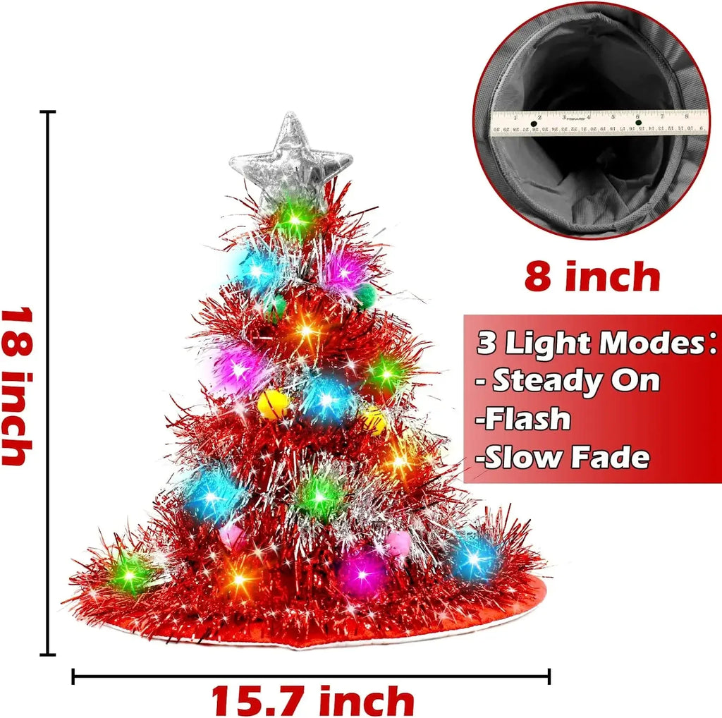 SabbaVie™ LED Christmas Tree Party Hat – Light-Up Funny Holiday Hat