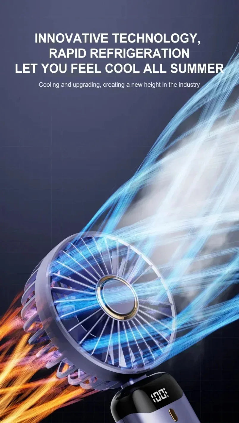 Portable 5-Speed Foldable Desk & Handheld Fan with Phone Stand – USB Rechargeable Mini Cooling Fan (Sold by SabbaVie™)