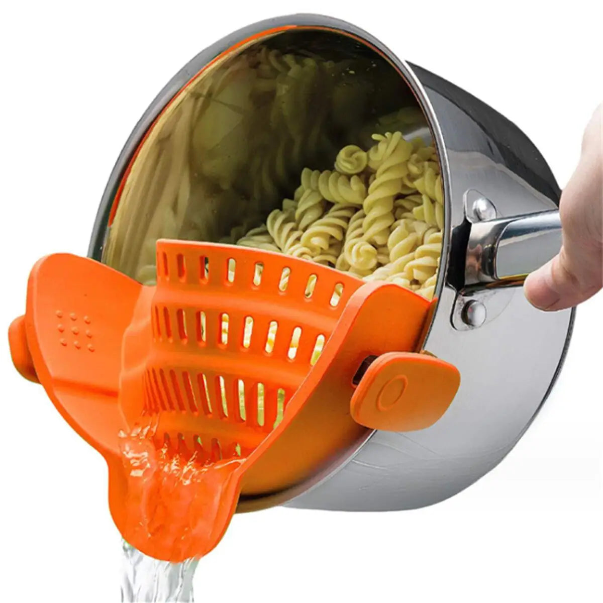 🍝 5️⃣ SabbaVie™ Pot Strainer Clip — Universal Silicone Kitchen Helper