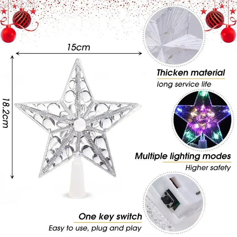 SabbaVie™ LED Glitter Star Tree Topper – Christmas Light Decoration