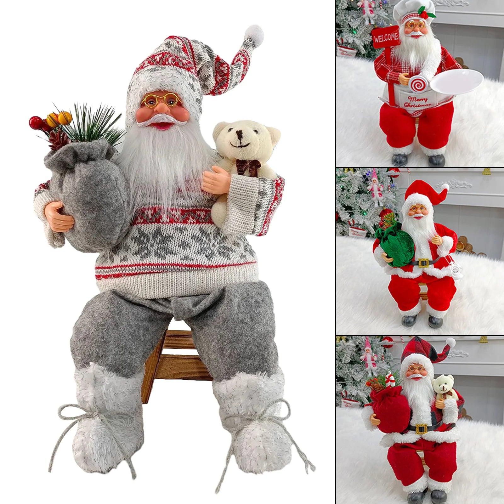 SabbaVie™ Luxury Christmas Standing Santa Figurines – Handcrafted Holiday Décor