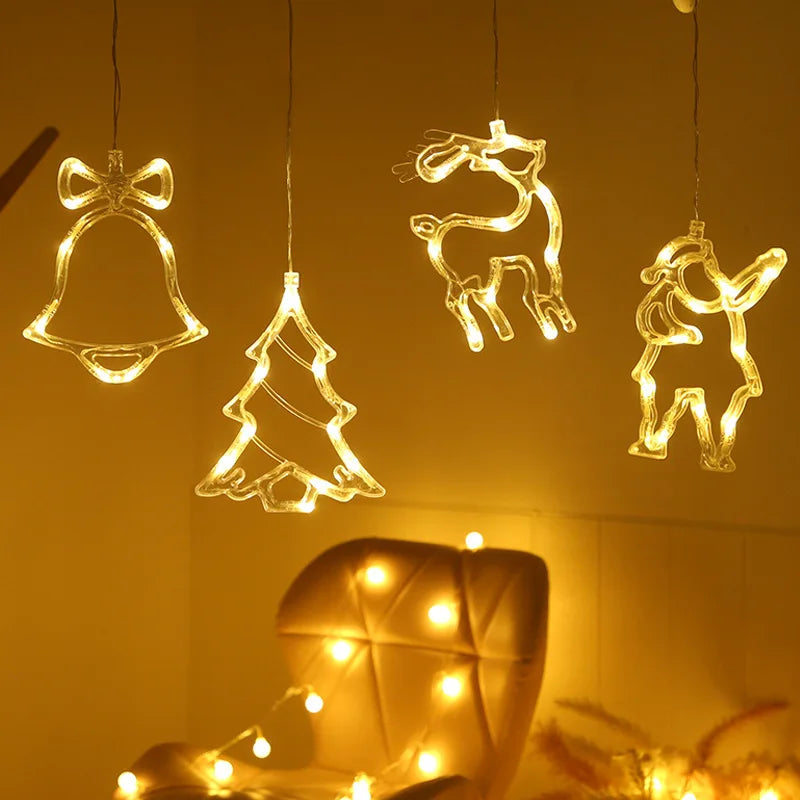 SabbaVie™ LED Hanging Christmas Lights – Angel, Santa, Snowman & More
