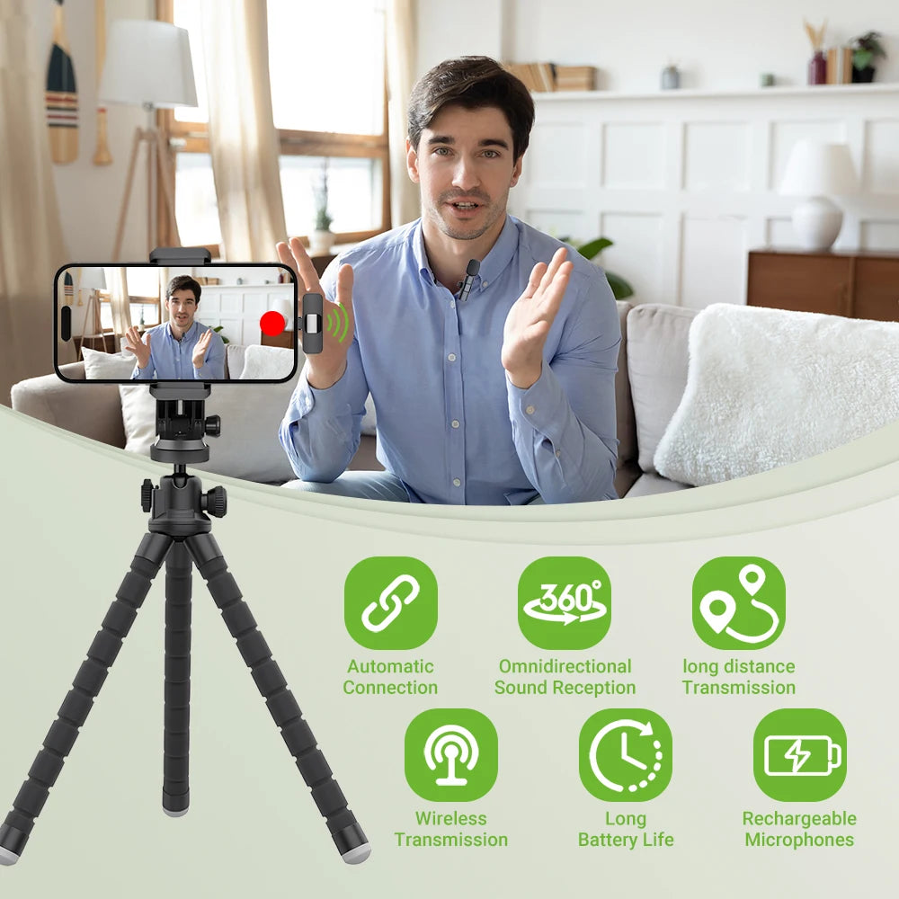 Basix 2.4G Wireless Lavalier Microphone – Portable Mini Clip-On Mic for iPhone & Android Live Streaming, Recording & Gaming (Sold by SabbaVie™)