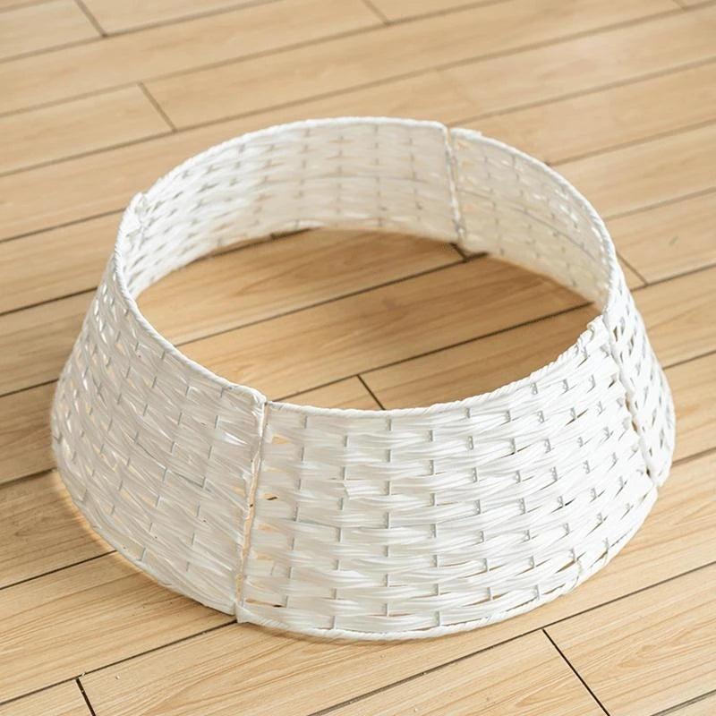 SabbaVie™ Retro Christmas Tree Skirt Basket – Woven Round Xmas Tree Collar for Home & Party Decor