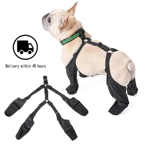 Adjustable Waterproof Dog Shoes with Harness Support – Anti-Slip Protection Boots (Sold by SabbaVie™)