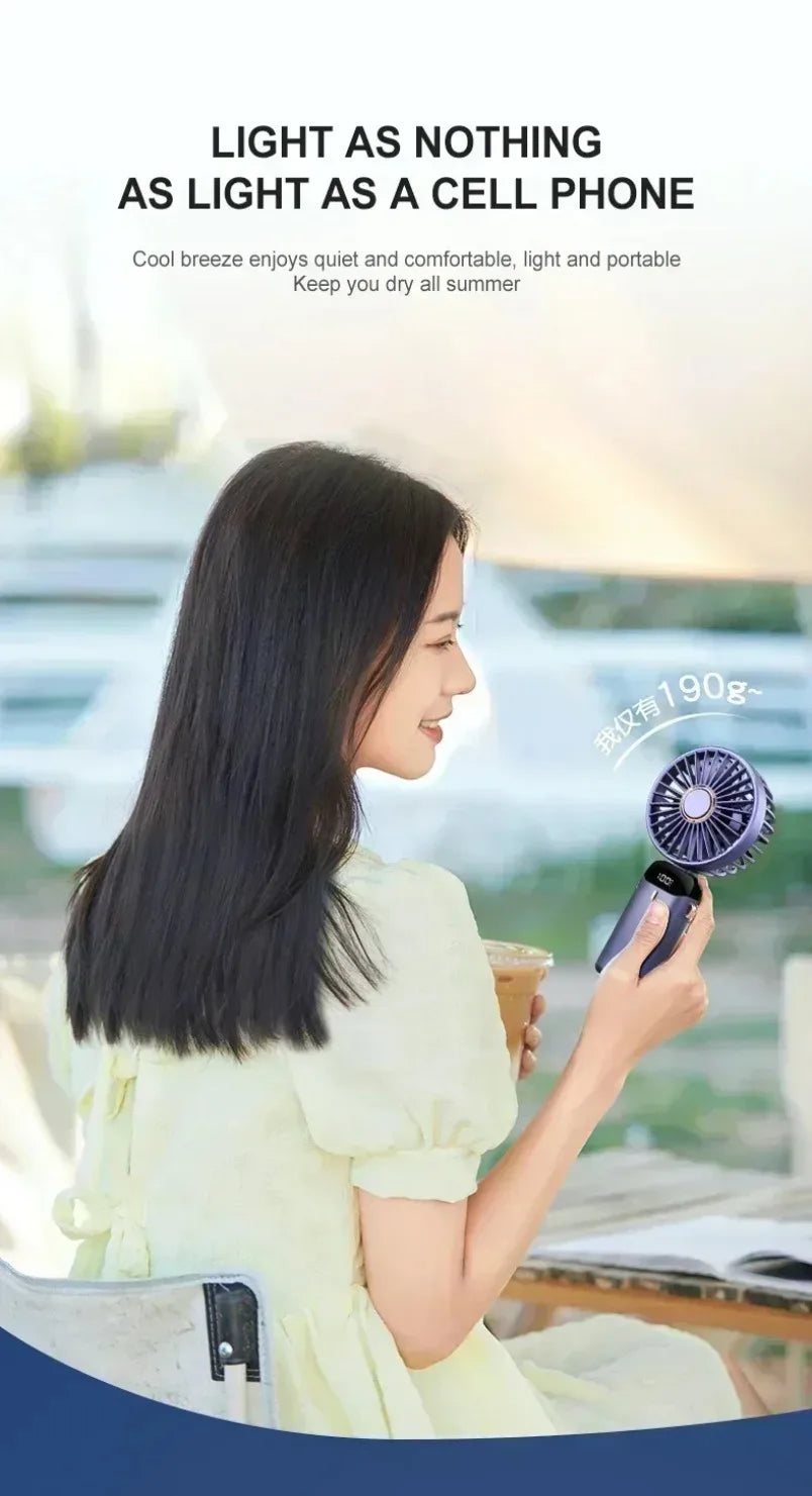 Portable 5-Speed Foldable Desk & Handheld Fan with Phone Stand – USB Rechargeable Mini Cooling Fan (Sold by SabbaVie™)