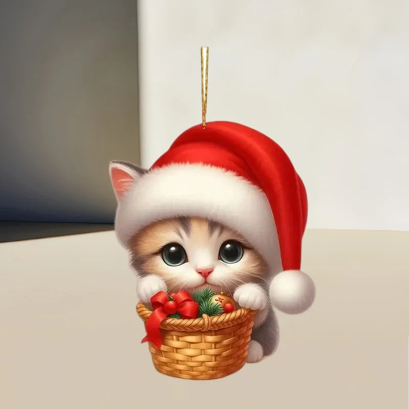 SabbaVie™ Christmas Cat Pendant Ornaments – Funny 2D Acrylic Hanging Décor