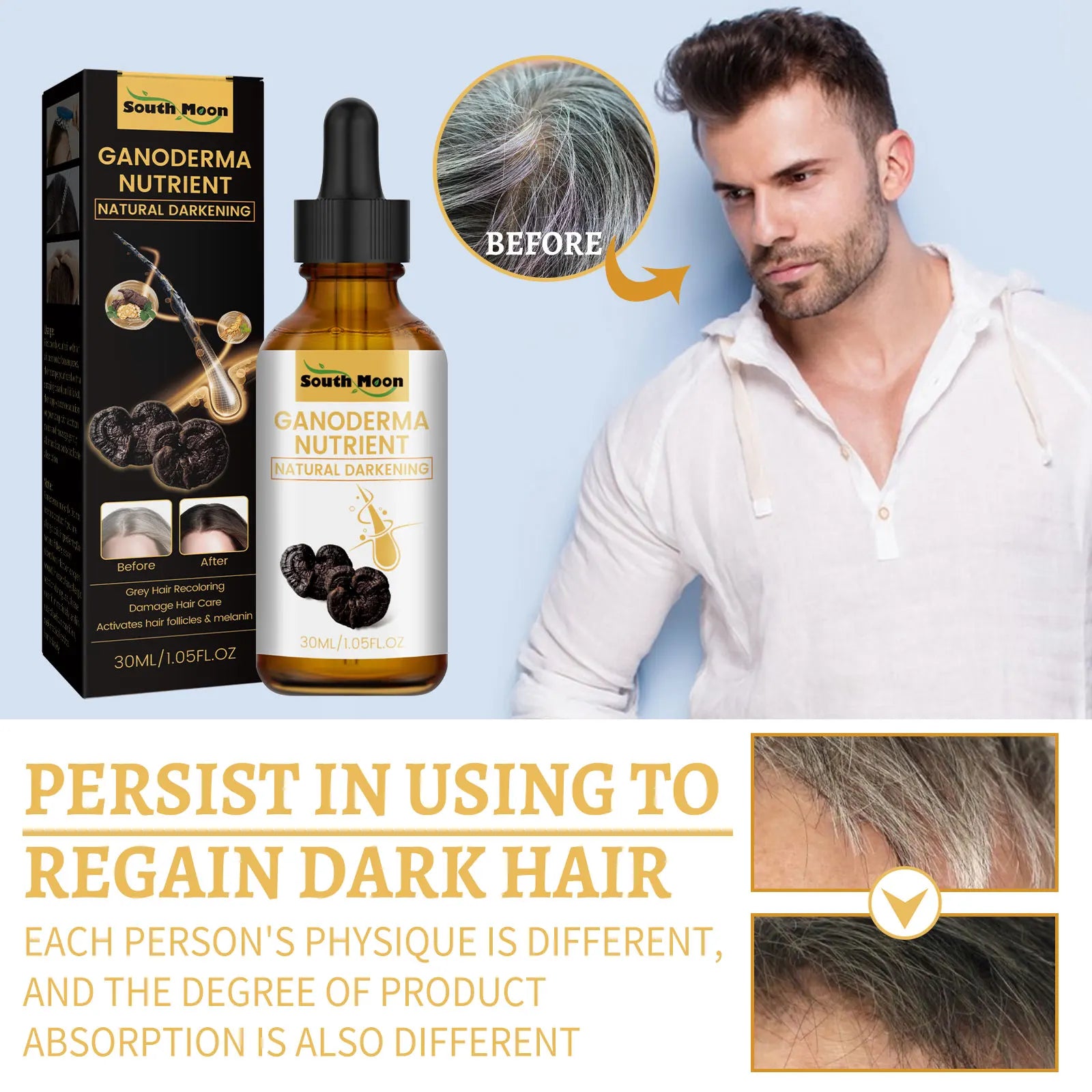 🍄 SabbaVie™ Black Ganoderma Hair Essence — Herbal Scalp Treatment for Hair Growth & Root Strength