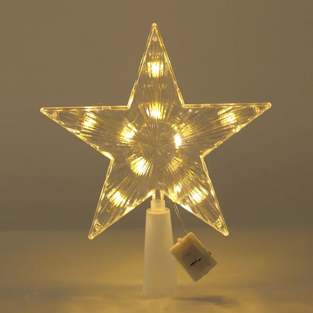 SabbaVie™ LED Glitter Star Tree Topper – Christmas Light Decoration