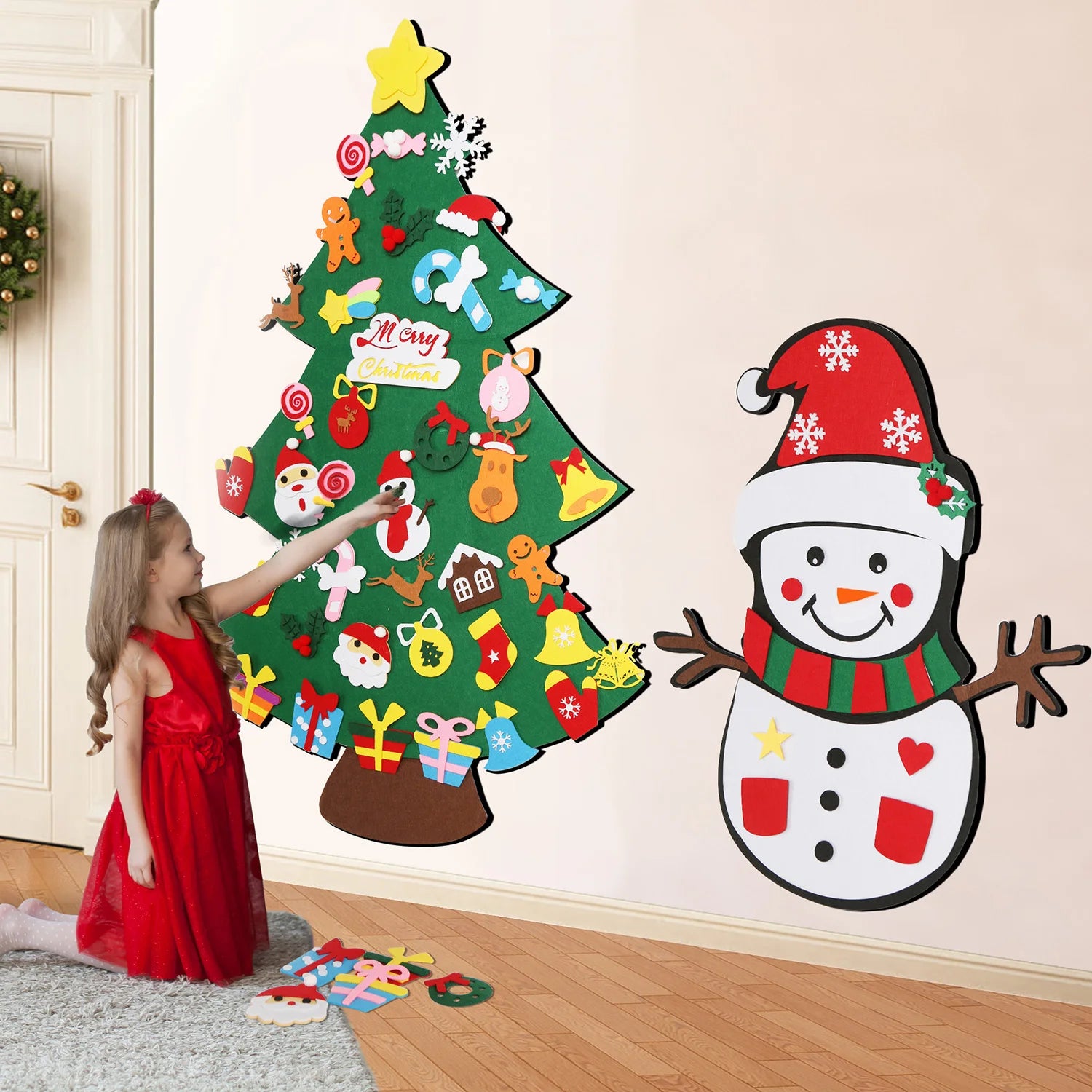 SabbaVie™ DIY Felt Christmas Tree Kit – Wall Hanging Decoration for Kids & Home Festive Fun