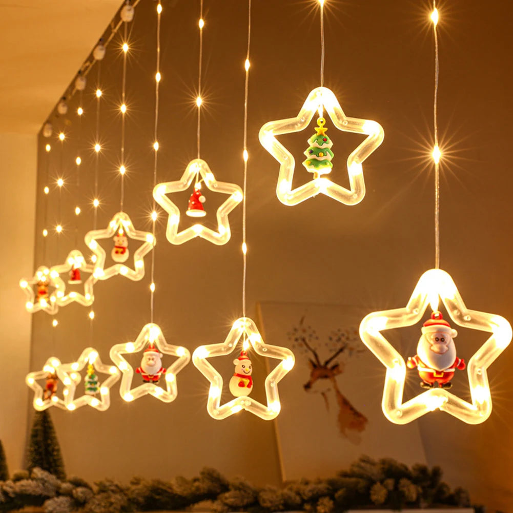 SabbaVie™ LED Christmas Curtain Lights – Stars / Tree Design