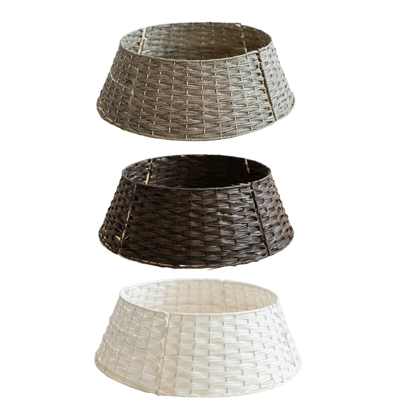 SabbaVie™ Retro Christmas Tree Skirt Basket – Woven Round Xmas Tree Collar for Home & Party Decor
