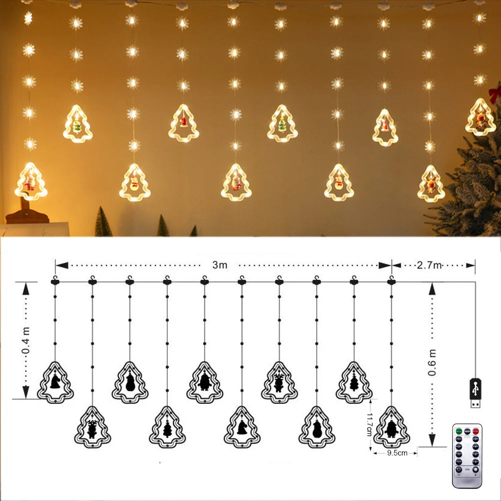 SabbaVie™ LED Christmas Curtain Lights – Stars / Tree Design