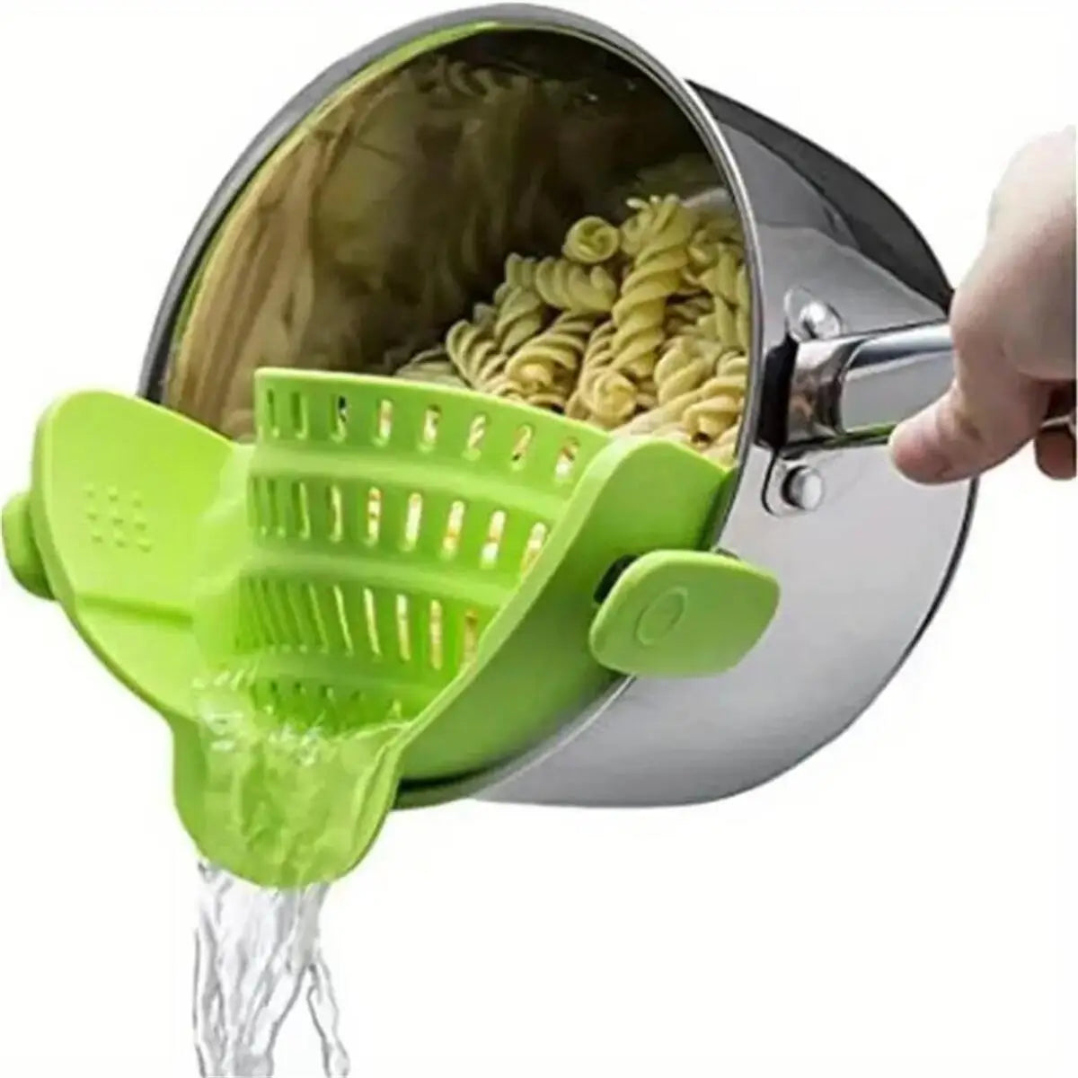 🍝 5️⃣ SabbaVie™ Pot Strainer Clip — Universal Silicone Kitchen Helper