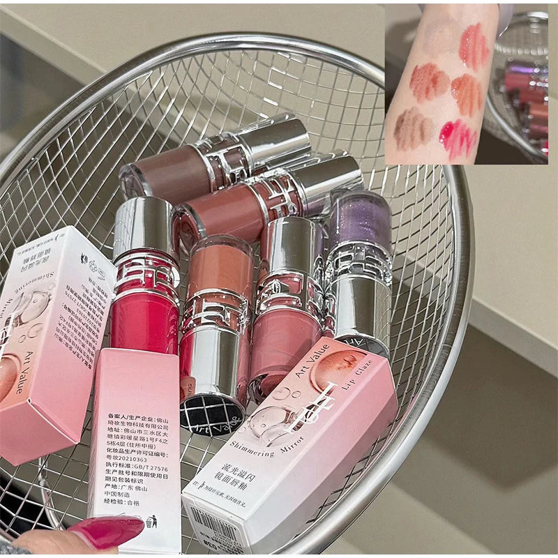 Luxury Glittering Mirror Lip Glaze – Shimmer Hydrating Lip Gloss (6 Colors) | Sold by SabbaVie™