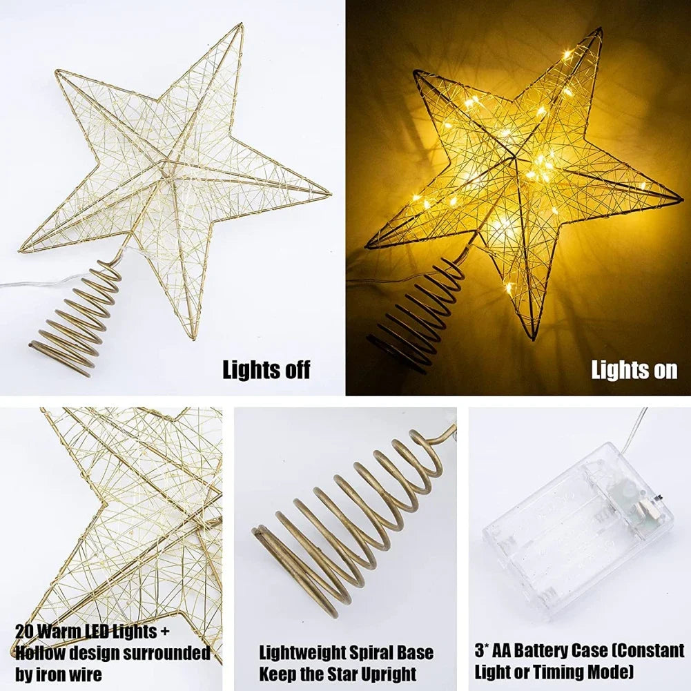 SabbaVie™ LED Christmas Tree Topper Star – 15/20/25cm