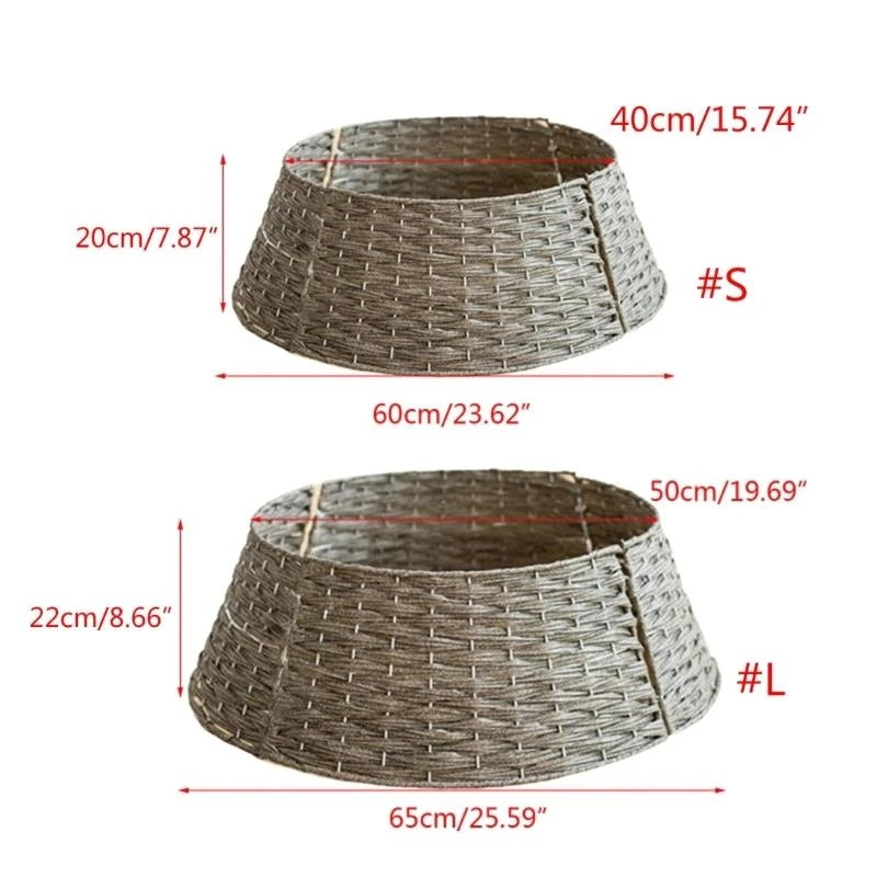 SabbaVie™ Retro Christmas Tree Skirt Basket – Woven Round Xmas Tree Collar for Home & Party Decor