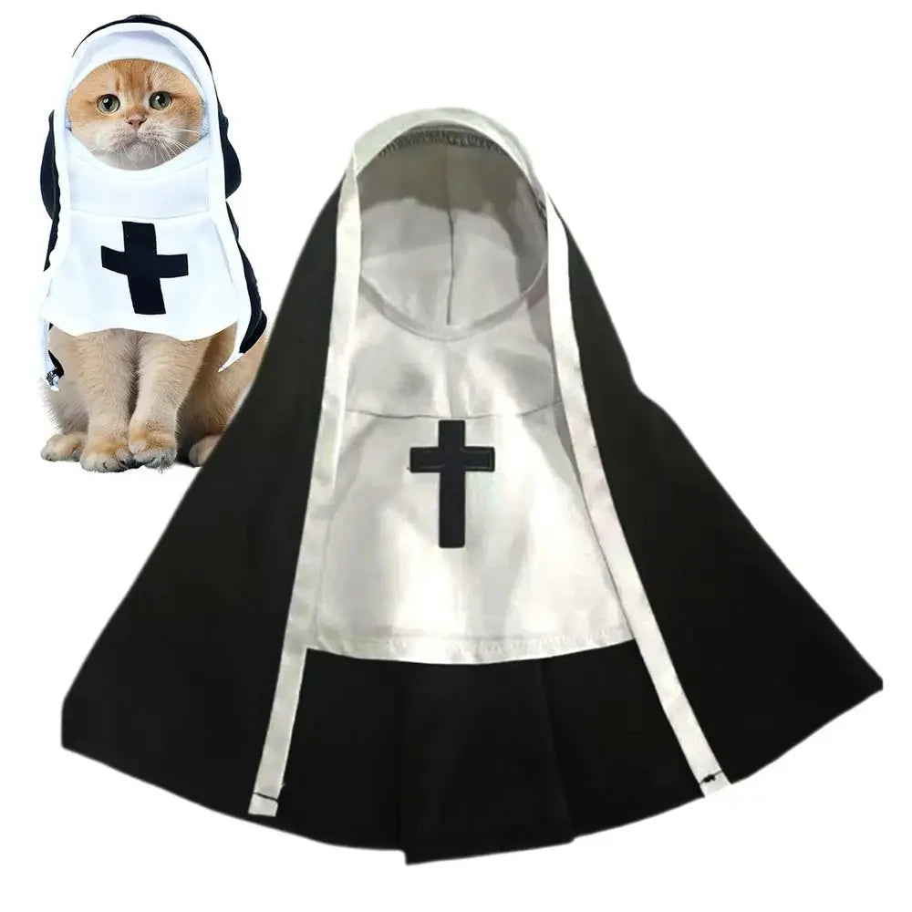 SabbaVie™ Pet Nun Costume – Funny Halloween Outfit for Cats & Dogs