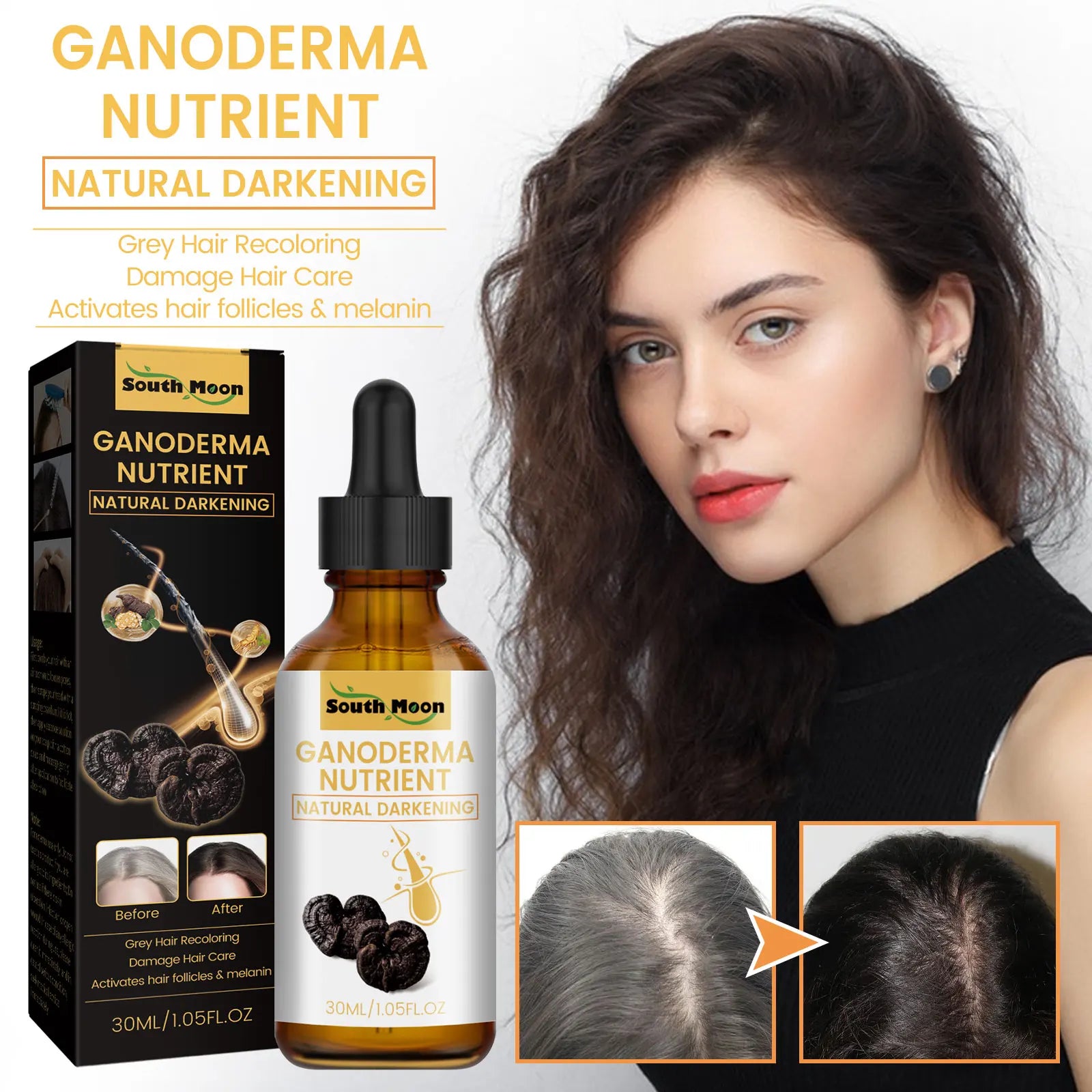 🍄 SabbaVie™ Black Ganoderma Hair Essence — Herbal Scalp Treatment for Hair Growth & Root Strength
