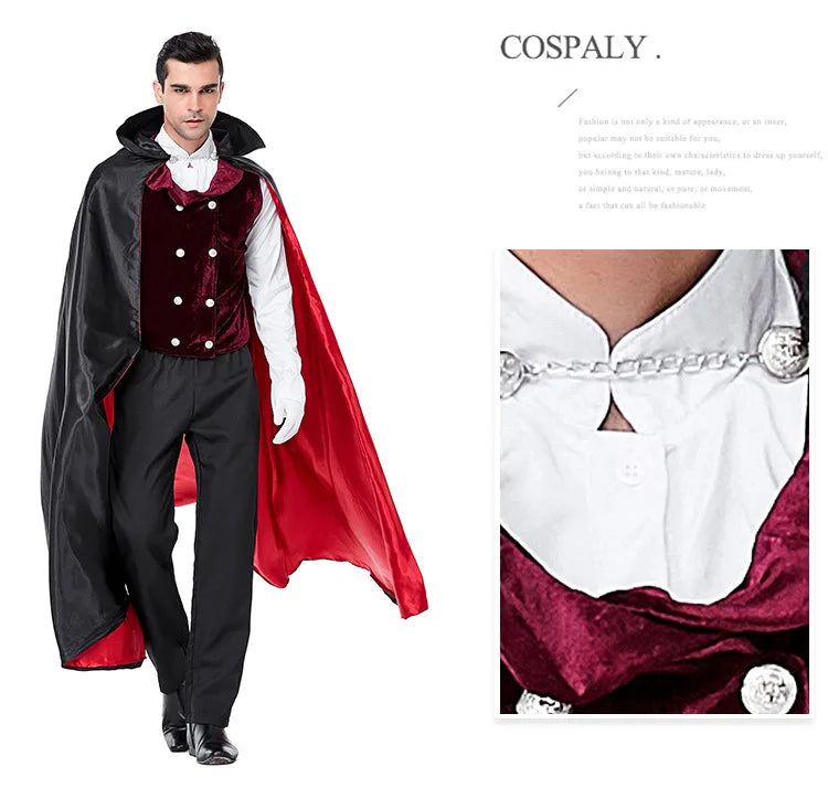 SabbaVie™ Vampire Halloween Costume – Classic Gothic Cape Set