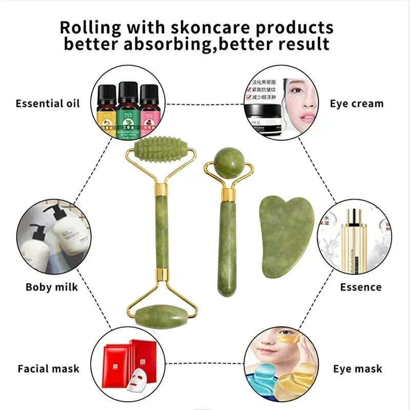 SabbsVie™ Premium Jade Roller & Gua Sha Massage Set – [Color/Style Name]