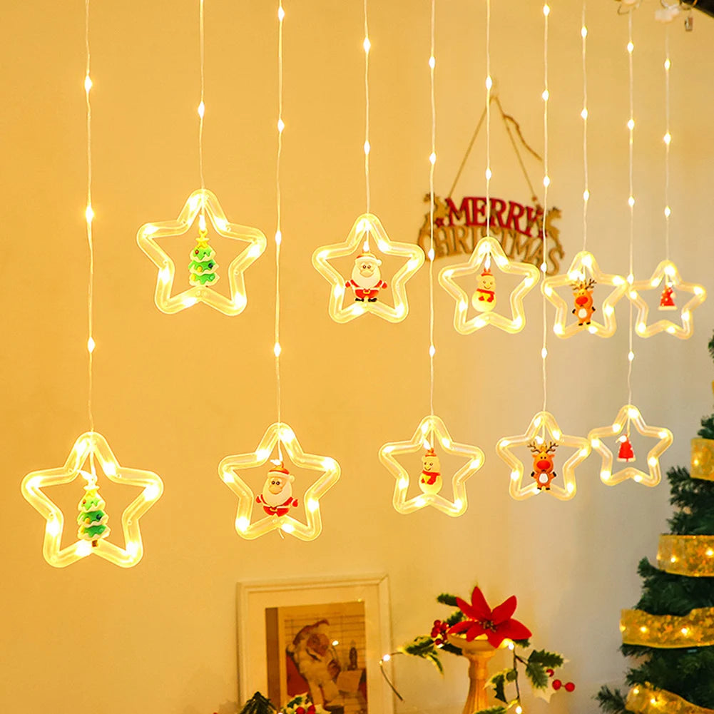 SabbaVie™ LED Christmas Curtain Lights – Stars / Tree Design