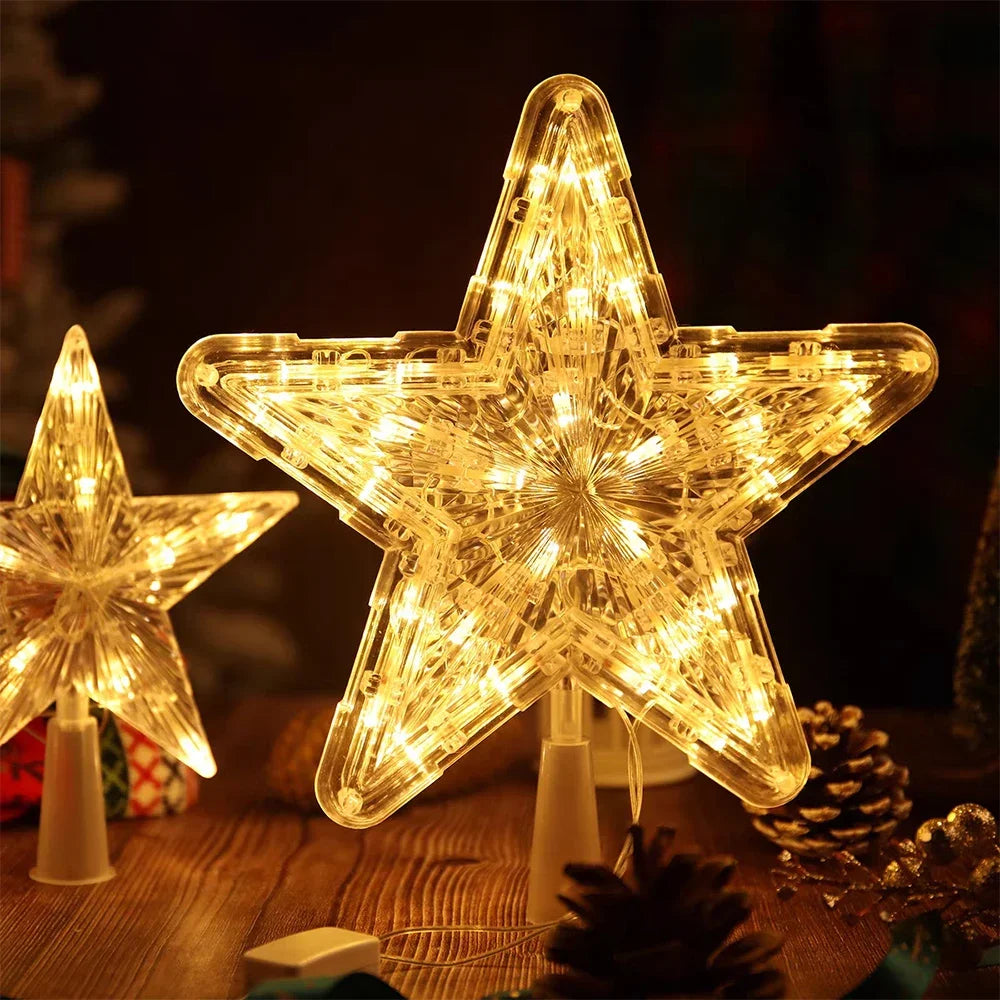 SabbaVie™ LED Glitter Star Tree Topper – Christmas Light Decoration