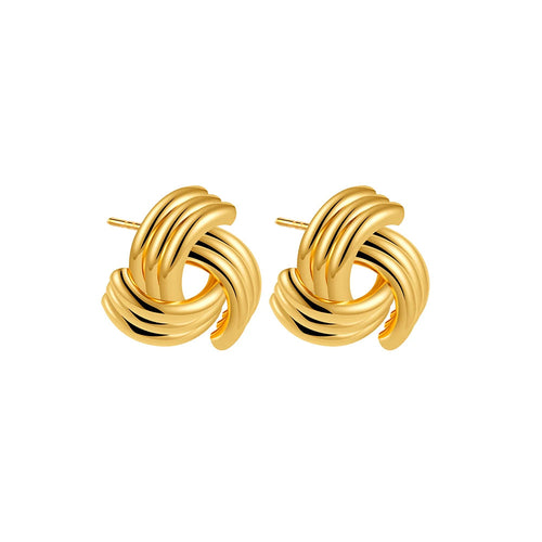 SabbaVie™ Gold Twist Knot Hoop Earrings – Multilayer Stainless Steel Design