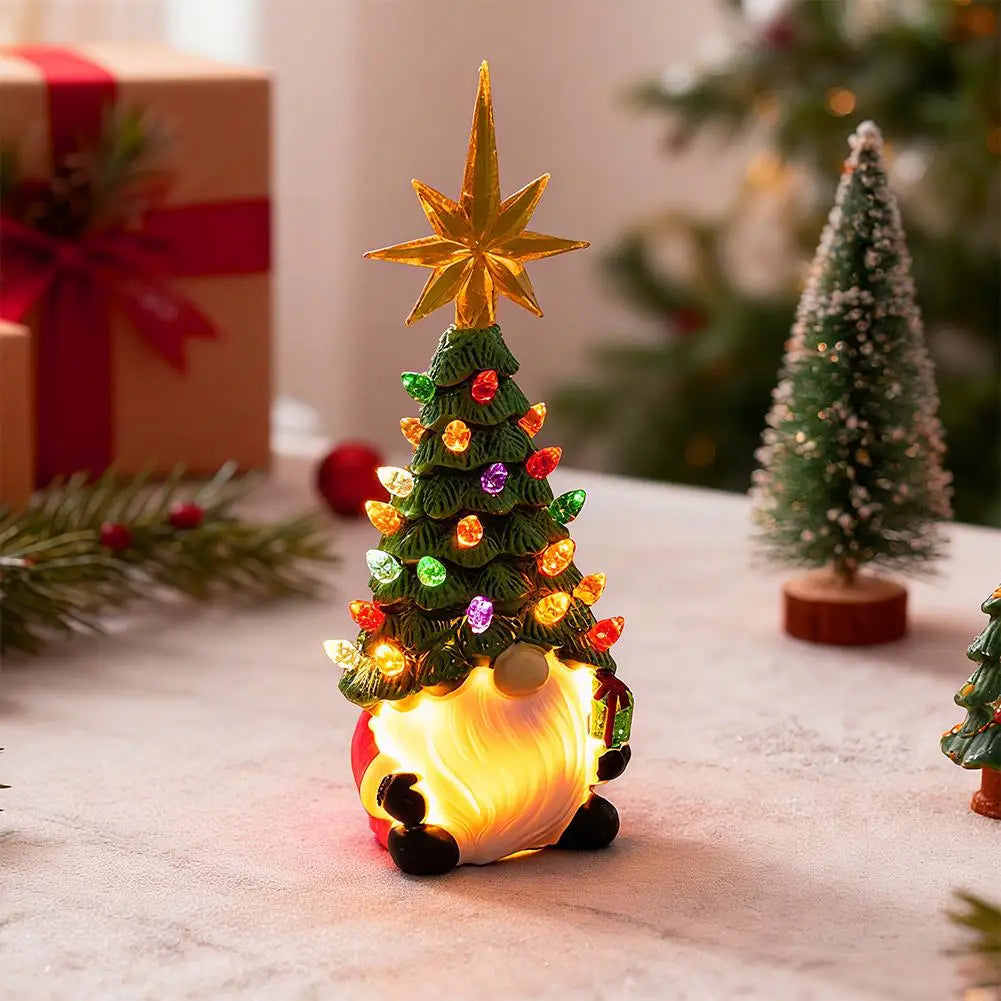 SabbaVie™ Christmas Tree Dwarf Luminous Resin Lamp – Cute LED Desktop Holiday Decoration