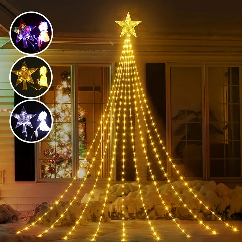SabbaVie™ LED Christmas Waterfall Tree Lights – USB & Battery Powered