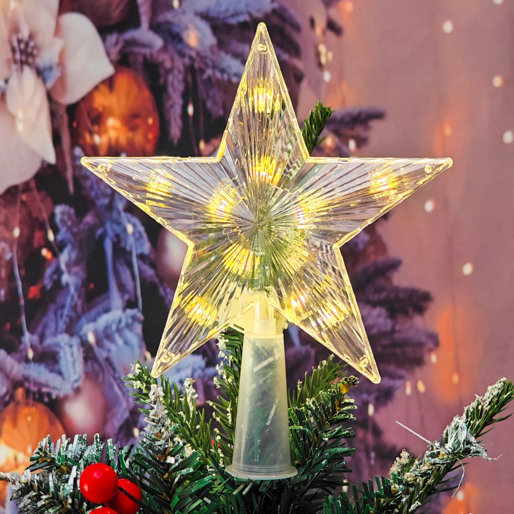SabbaVie™ LED Glitter Star Tree Topper – Christmas Light Decoration