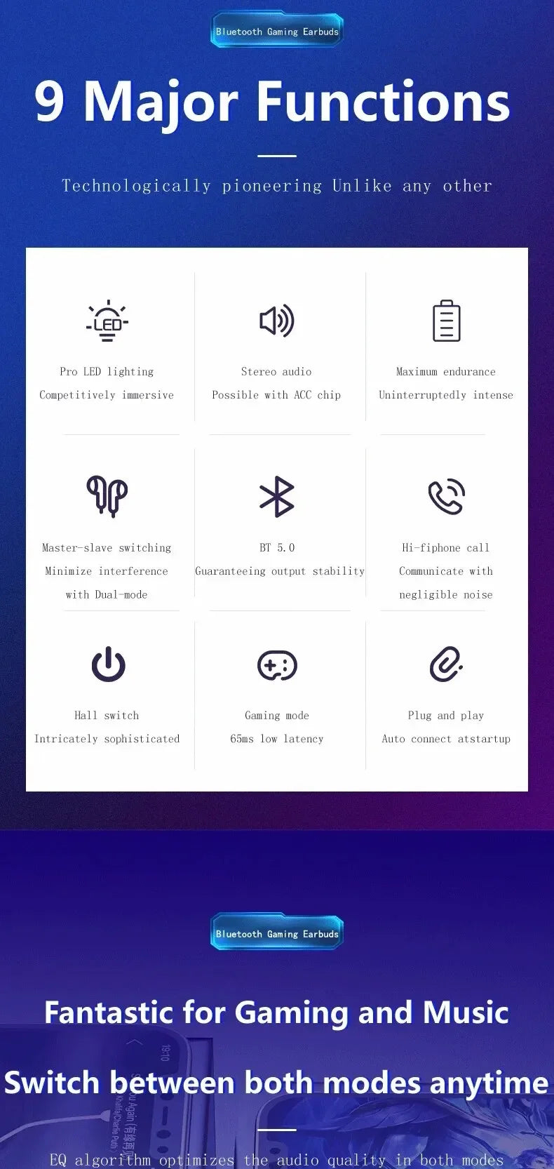 LS™ Wireless Gaming Earbuds with Bluetooth 5.3 & LED Charging Case – Noise Cancelling Gaming Headphones (Sold by SabbaVie™)