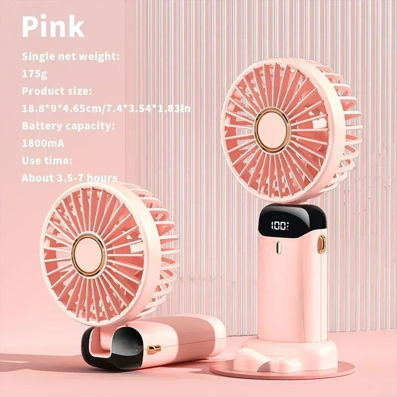 Portable 5-Speed Foldable Desk & Handheld Fan with Phone Stand – USB Rechargeable Mini Cooling Fan (Sold by SabbaVie™)