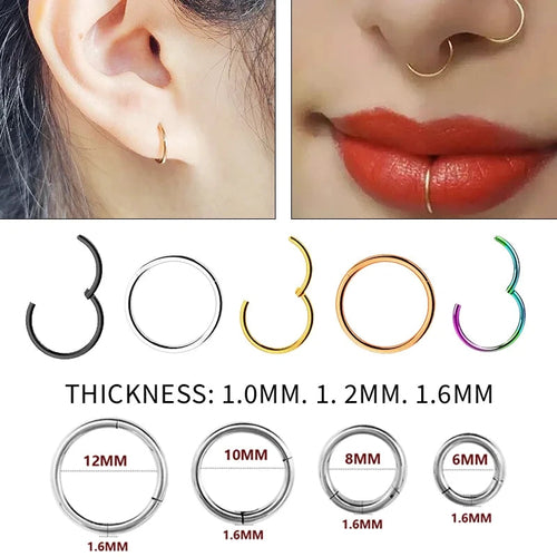 SabbaVie™ Stainless Steel Nose Hoop & Septum Piercing Ring – Minimalist Chic Jewelry