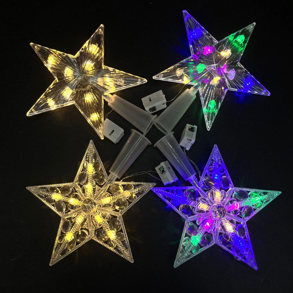 SabbaVie™ LED Glitter Star Tree Topper – Christmas Light Decoration