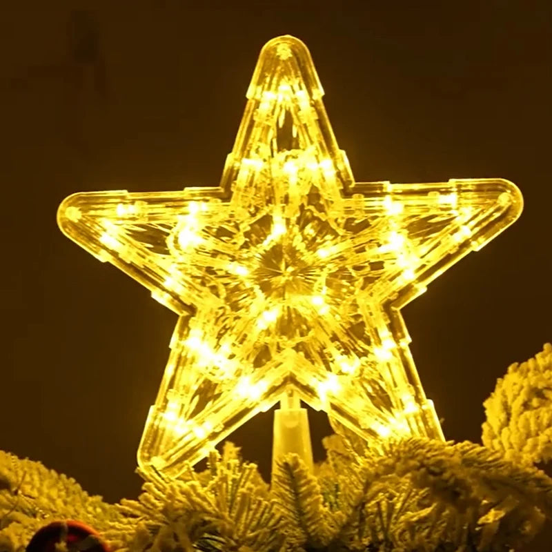 SabbaVie™ LED Glitter Star Tree Topper – Christmas Light Decoration
