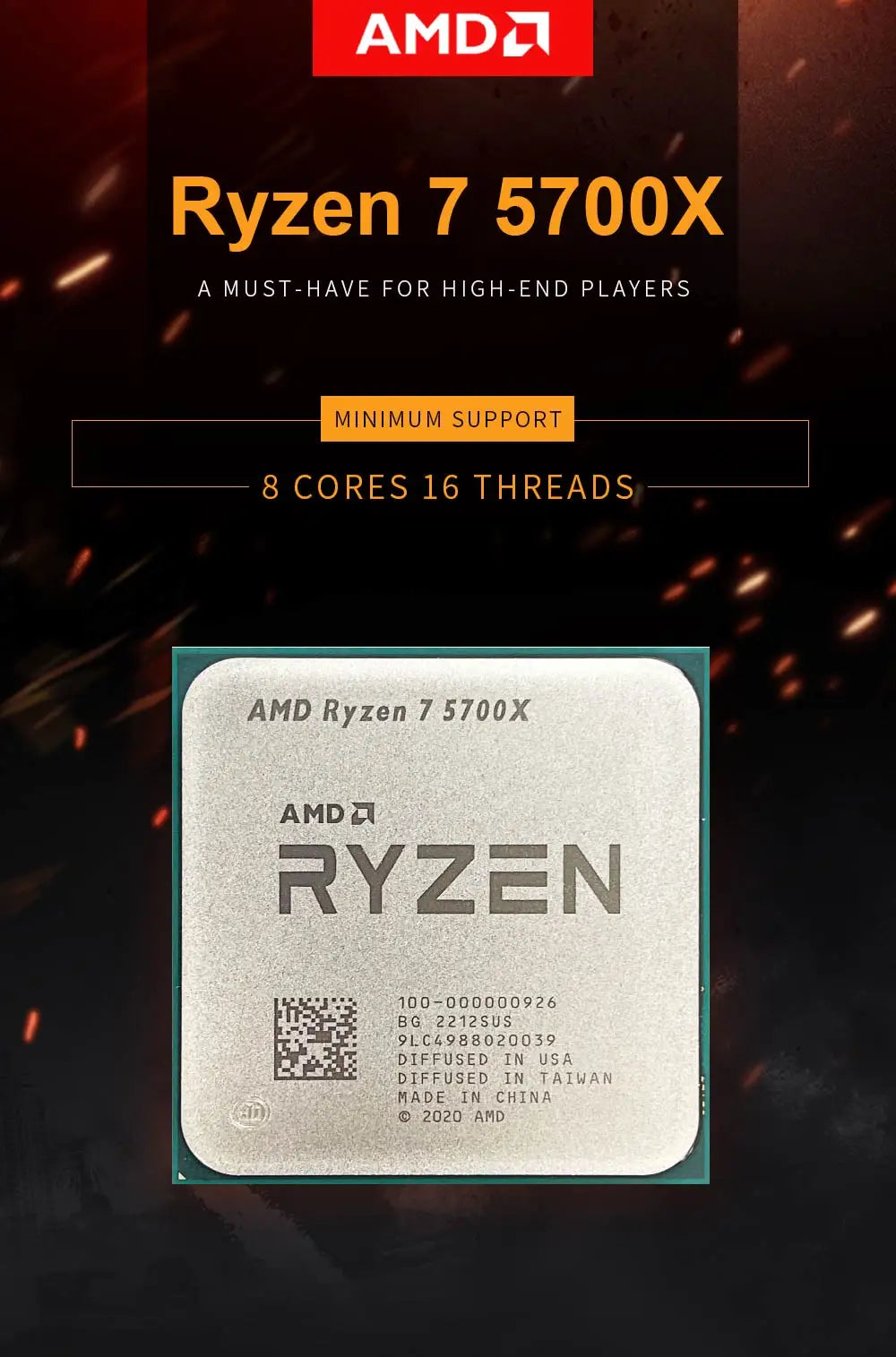 AMD Ryzen™ 7 5700X 8-Core 16-Thread 4.6GHz Processor – High-Performance CPU for Gaming & Productivity (Sold by SabbaVie™)