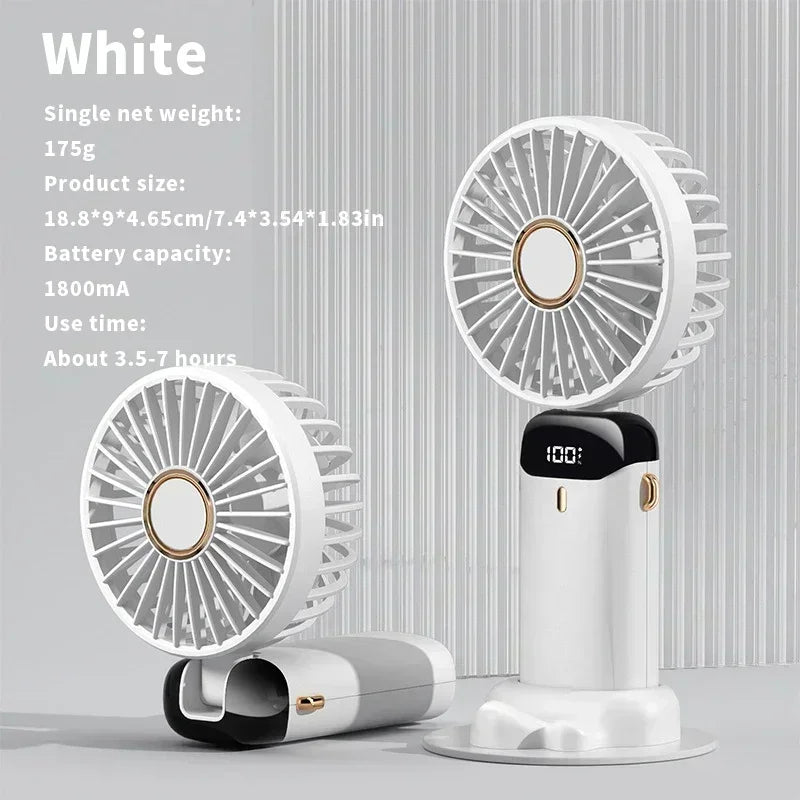 Portable 5-Speed Foldable Desk & Handheld Fan with Phone Stand – USB Rechargeable Mini Cooling Fan (Sold by SabbaVie™)