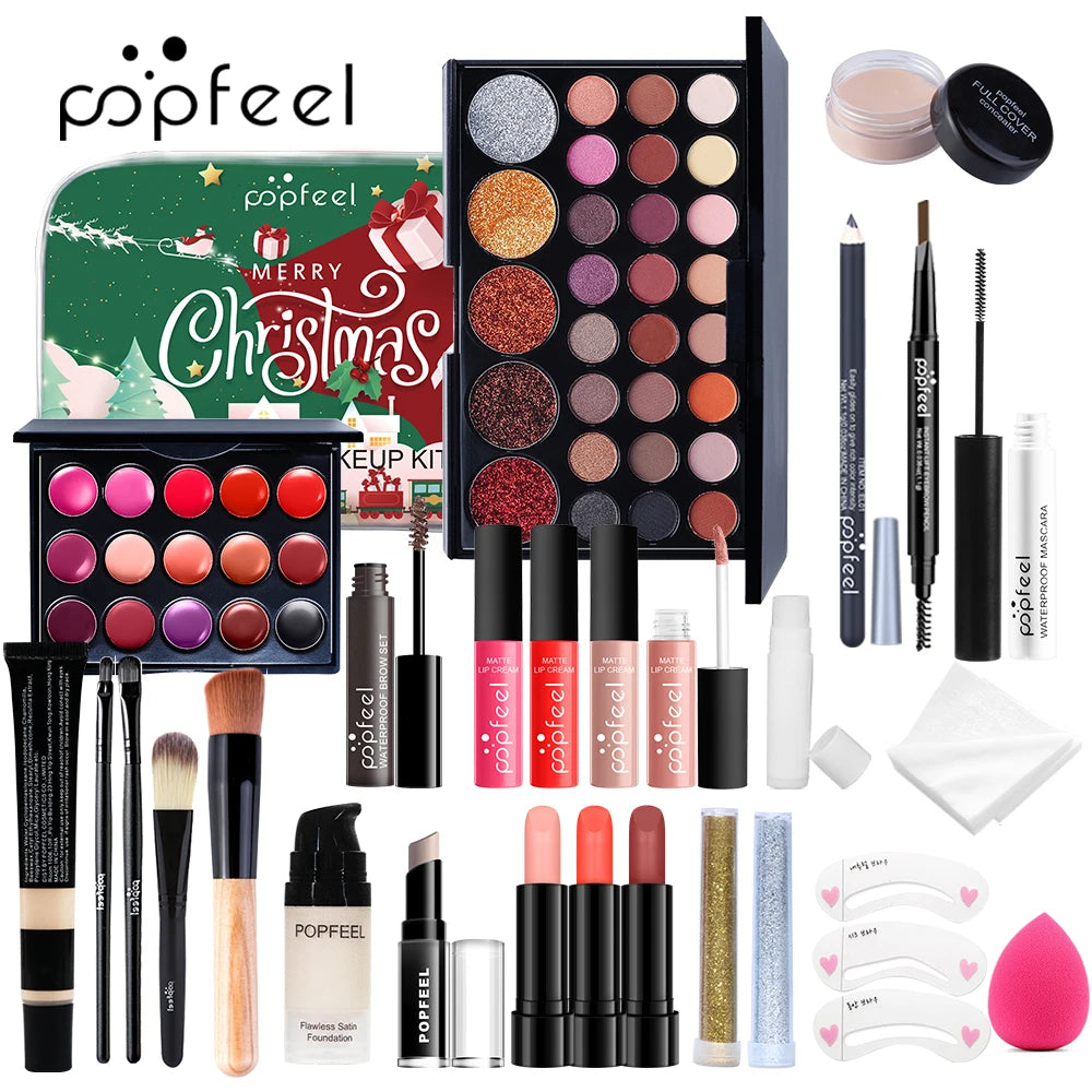 POPFEEL Ultimate Holiday Luxury Makeup Collection – Premium Eyes, Face & Lip Gift Set (Sold by SabbaVie™)