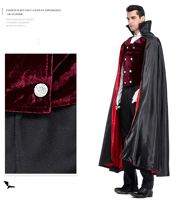 SabbaVie™ Vampire Halloween Costume – Classic Gothic Cape Set