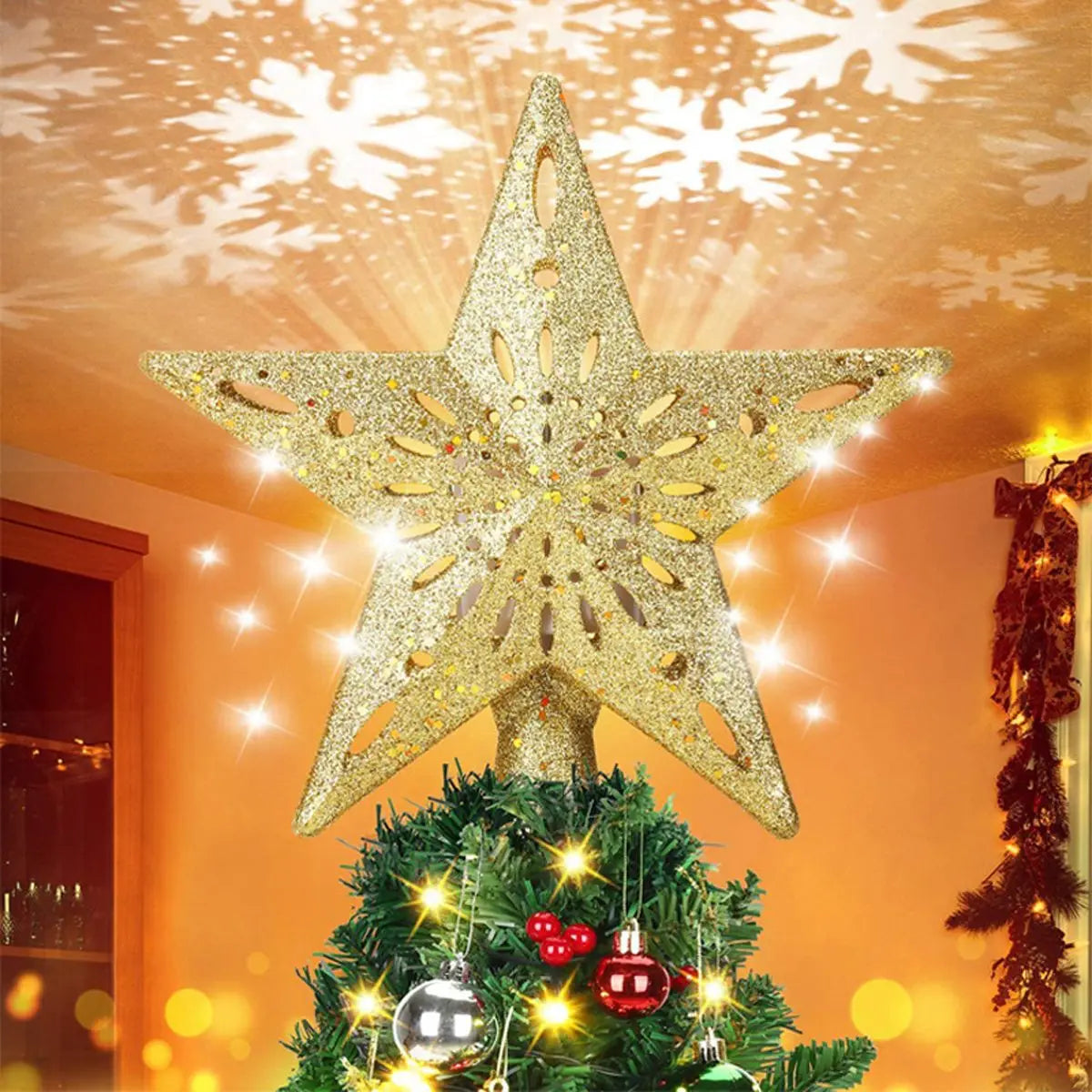 SabbaVie™ LED Snowflake & Star Curtain Lights – Basic & 6 Modes