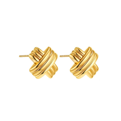 SabbaVie™ Gold Twist Knot Hoop Earrings – Multilayer Stainless Steel Design