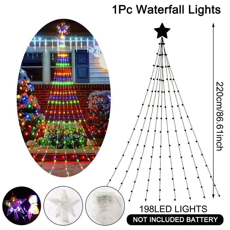 SabbaVie™ LED Christmas Waterfall Tree Lights – USB & Battery Powered