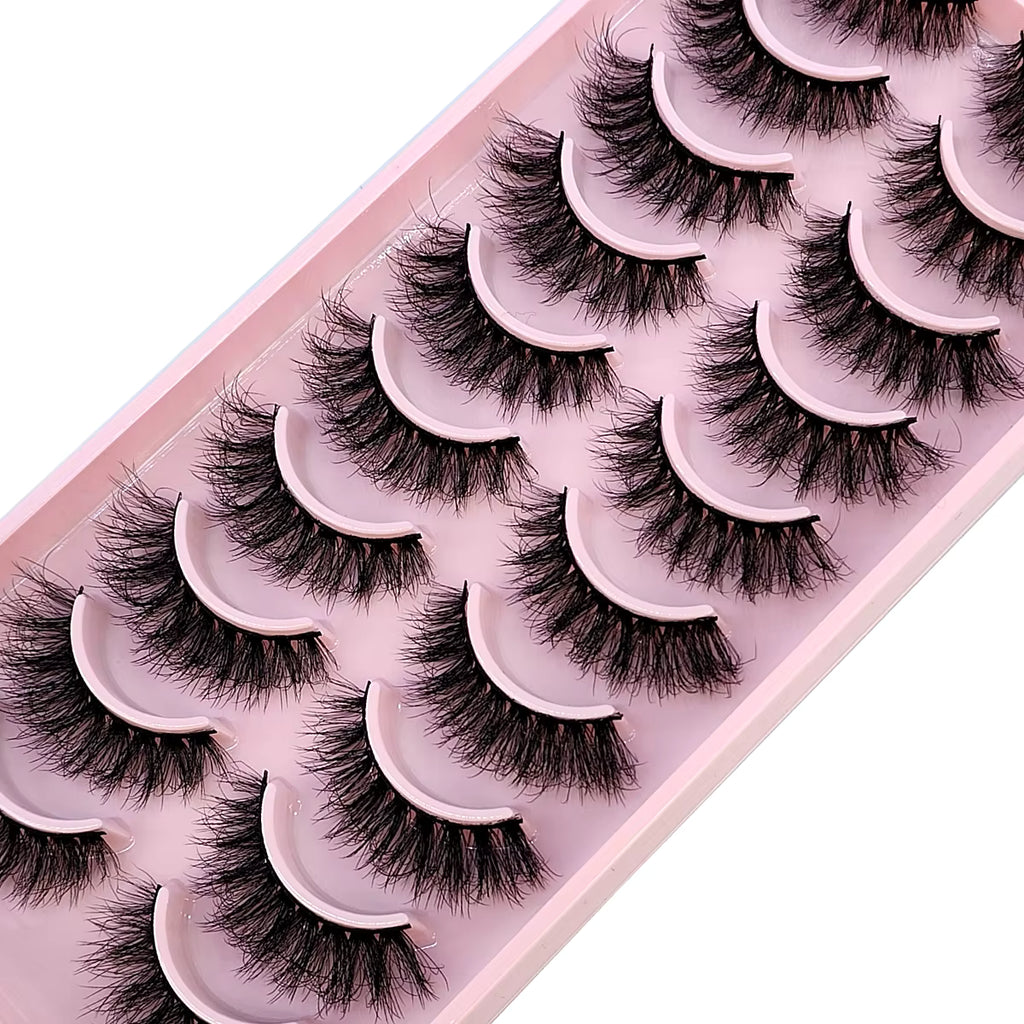 SabbaVie™ 10 Pairs Faux Mink Eyelashes — Natural Volume