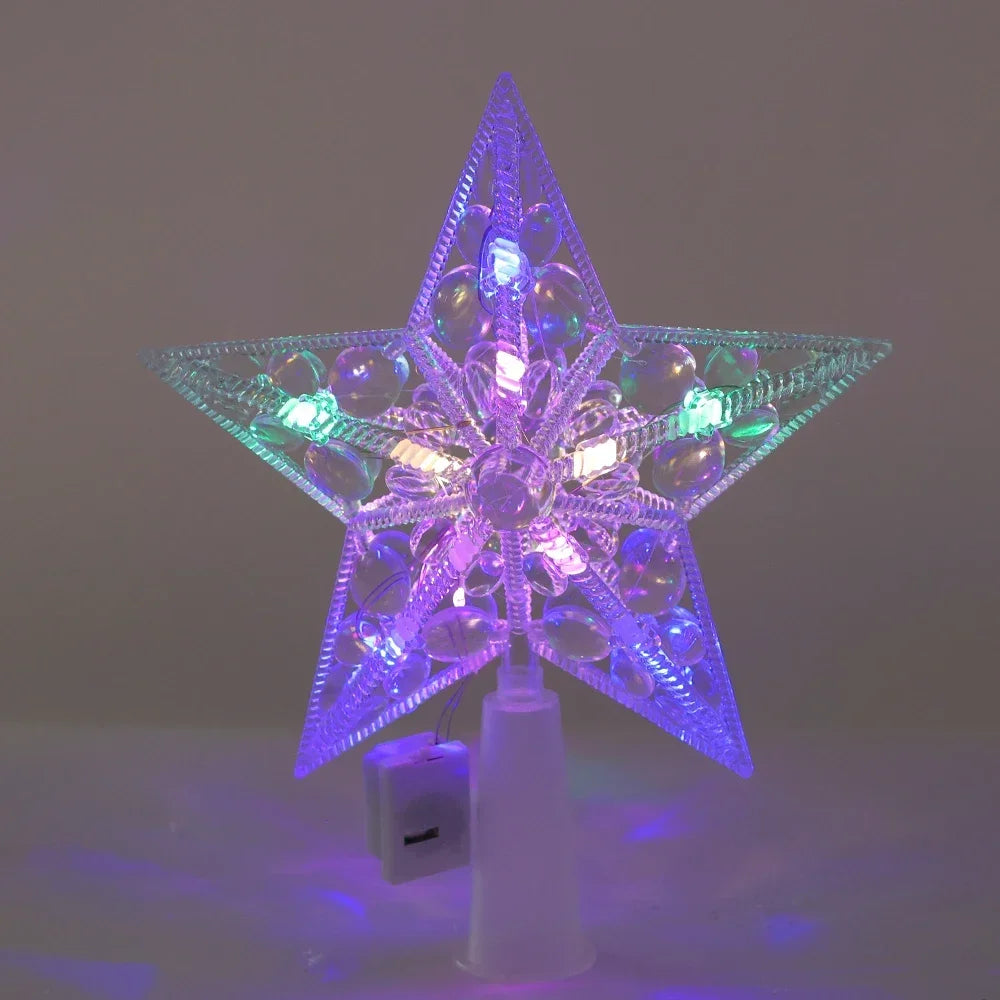 SabbaVie™ LED Glitter Star Tree Topper – Christmas Light Decoration