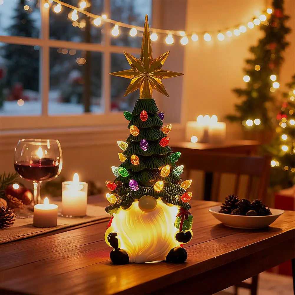 SabbaVie™ Christmas Tree Dwarf Luminous Resin Lamp – Cute LED Desktop Holiday Decoration
