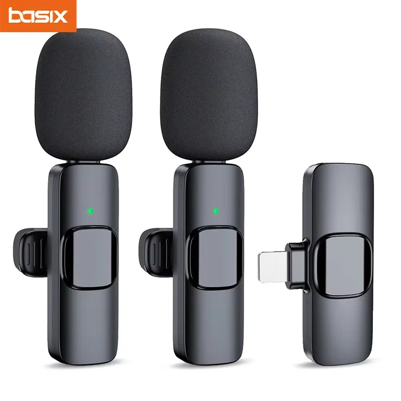 Basix 2.4G Wireless Lavalier Microphone – Portable Mini Clip-On Mic for iPhone & Android Live Streaming, Recording & Gaming (Sold by SabbaVie™)