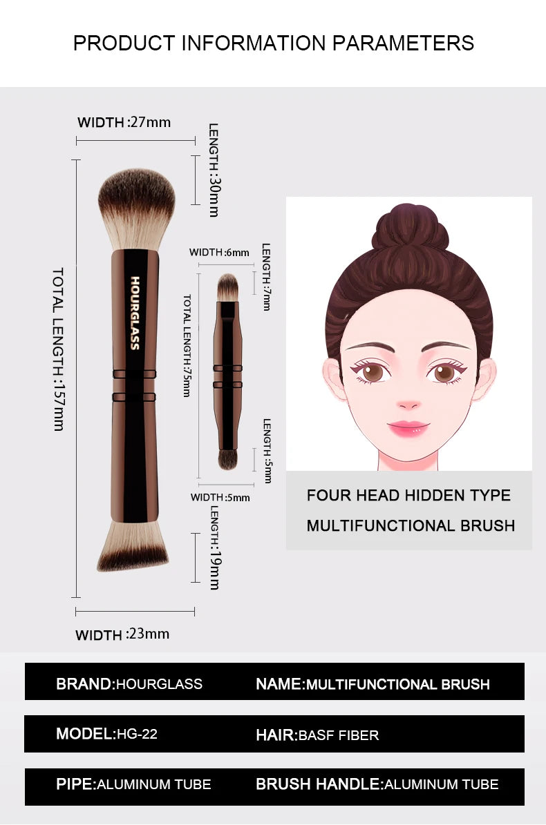 SabbaVie™ Hourglass Multifunctional Makeup Brush – Foundation, Concealer, Powder & Eyeshadow All-in-One
