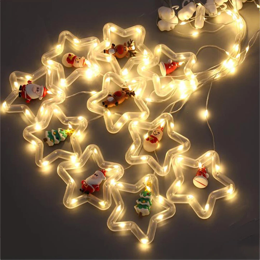 SabbaVie™ LED Christmas Curtain Lights – Stars / Tree Design