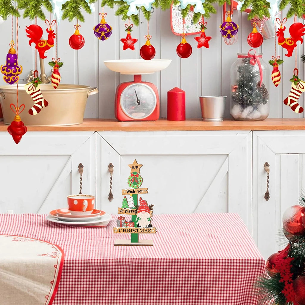 Wooden Christmas Tree Ornament – Festive LED Rustic Decoration for Holiday Homes